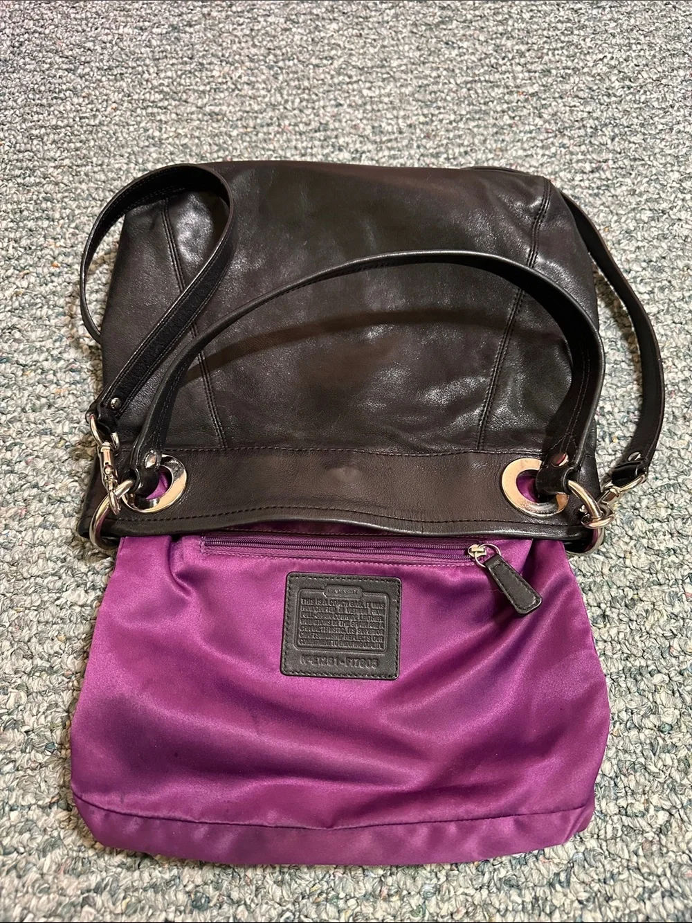 EUC Coach Y2K Ashley Hippie Bag F17605 Black Leather Pleated Shoulder Bag - Picture 13 of 14